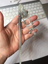 Load image into Gallery viewer, 17.5 cm 100% Natural Light yellow gray black(灰冰) Bamboo-Style Xiu Jade (Serpentine) Hairpin with rose Hanging Ornament AW46