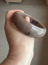 Load image into Gallery viewer, 60mm 100% natural chocolate milk color with flying leaf morning in the country chubby Quartzite (Shetaicui jade) bangle AW5