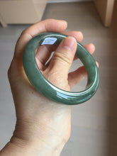 Load image into Gallery viewer, 57.6mm Certified type A 100% Natural oily dark green (老油青) gray black Jadeite bangle PC254-1391