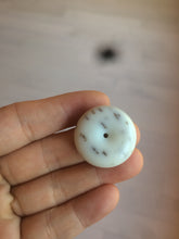 Load image into Gallery viewer, 100% Natural white beige with black/brown flying dandelions Osmanthus fragrant cheese cake nephrite Jade pendant/worry stone HT68