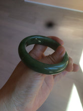 Load image into Gallery viewer, 52.7mm 100% Natural dark green/black nephrite Jade (碧玉) bangle HF36