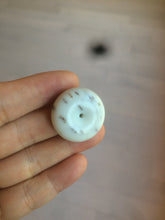 Load image into Gallery viewer, 100% Natural white beige with black/brown flying dandelions Osmanthus fragrant cheese cake nephrite Jade pendant/worry stone HT68