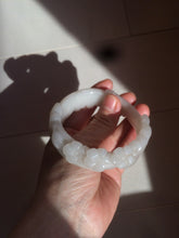 Load image into Gallery viewer, 55.5mm 100% natural light pale pink/white/beige Quartzite (Shetaicui jade) carved flowers bangle XY15