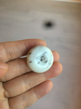 Load image into Gallery viewer, 100% Natural white beige with black/brown flying dandelions Osmanthus fragrant cheese cake nephrite Jade pendant/worry stone HT68