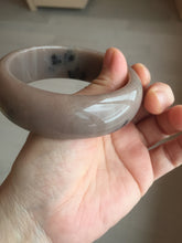 Load image into Gallery viewer, 60mm 100% natural chocolate milk color with flying leaf morning in the country chubby Quartzite (Shetaicui jade) bangle AW5