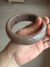 Load image into Gallery viewer, 60mm 100% natural chocolate milk color with flying leaf morning in the country chubby Quartzite (Shetaicui jade) bangle AW5