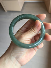 Load image into Gallery viewer, 57.6mm Certified type A 100% Natural oily dark green (老油青) gray black Jadeite bangle PC254-1391
