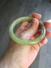 Load image into Gallery viewer, 55.5mm Certified Type A 100% Natural green yellow/sugar brown flying dandelions nephrite Jade bangle HN52-0472