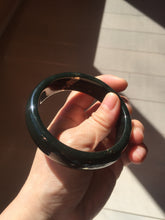 Load image into Gallery viewer, 60mm 100% Natural dark green/black meteorite Stellar Night sky broad style nephrite Jade bangle HF108-0063
