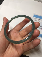 Load image into Gallery viewer, 60.5mm Certified Type A 100% Natural icy watery dark green/blue/gray/black slim round cut Guatemala Jadeite bangle BP12-7035