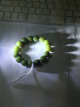 Load image into Gallery viewer, 13.5x13.6mm 100% Natural olive green/brown/black vintage style nephrite Jade bead bracelet HE83