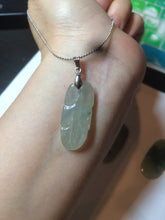 Load image into Gallery viewer, 100% natural type A icy watery light green/dark green jadeite jade leaf pendant group AZ100