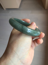 Load image into Gallery viewer, 57.6mm Certified type A 100% Natural oily dark green (老油青) gray black Jadeite bangle PC254-1391