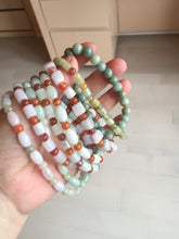 Load image into Gallery viewer, 100% natural type A icy watery light purple/green/white jadeite jade bead bracelet BK109