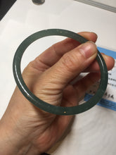Load image into Gallery viewer, 60.5mm Certified Type A 100% Natural icy watery dark green/blue/gray/black slim round cut Guatemala Jadeite bangle BP12-7035
