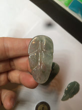 Load image into Gallery viewer, 100% natural type A icy watery light green/dark green jadeite jade leaf pendant group AZ100