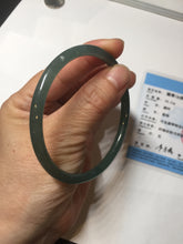 Load image into Gallery viewer, 60.5mm Certified Type A 100% Natural icy watery dark green/blue/gray/black slim round cut Guatemala Jadeite bangle BP12-7035