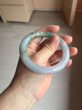 Load image into Gallery viewer, 55.8mm 100% Natural type A dark green purple carved and golden-painted chubby round cut Jadeite Jade bangle PA113-0385