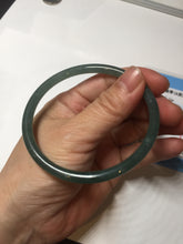 Load image into Gallery viewer, 60.5mm Certified Type A 100% Natural icy watery dark green/blue/gray/black slim round cut Guatemala Jadeite bangle BP12-7035
