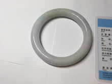 Load image into Gallery viewer, 60.5mm certified 100% natural light green/white/purple chubby round cut jadeite jade bangle BS39-8572