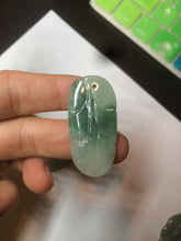 Load image into Gallery viewer, 100% natural type A icy watery light green/dark green jadeite jade leaf pendant group AZ100