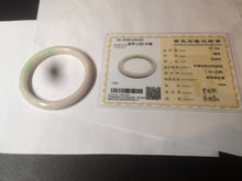 Load image into Gallery viewer, 53mm 100% natural certified sunny green/beige slim jadeite jade bangle AZ139-5329