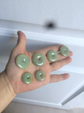 Load image into Gallery viewer, Type A 100% Natural icy green/yellow Jadeite Jade safety Guardian donut Pendant group A123