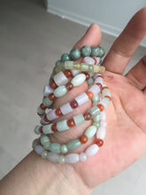 Load image into Gallery viewer, 100% natural type A icy watery light purple/green/white jadeite jade bead bracelet BK109