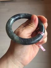 Load image into Gallery viewer, 53.4mm Certified 100% Natural black/gray sesame paste 芝麻糊 青花round cut nephrite Jade bangle HE102-5546