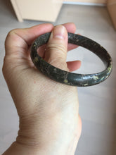 Load image into Gallery viewer, 59.5mm 100% natural black background with white/yellow/red flowers Plum blossom Jade(梅花玉) bangle SY98-7