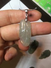 Load image into Gallery viewer, 100% natural type A icy watery light green/dark green jadeite jade leaf pendant group AZ100