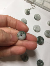 Load image into Gallery viewer, Type A 100% Natural dark green white forest Jadeite Safety Guardian Button donuts pendant BG206
