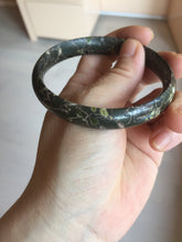 Load image into Gallery viewer, 59.5mm 100% natural black background with white/yellow/red flowers Plum blossom Jade(梅花玉) bangle SY98-7