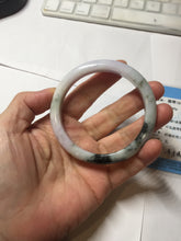 Load image into Gallery viewer, 54.5mm certified 100% natural Type A dark green/purple/white with green floating flowers jadeite jade bangle PB230-2822