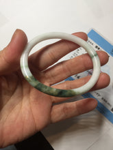 Load image into Gallery viewer, 49mm certified 100% natural Type A dark green white camouflage color oval round cut jadeite jade bangle BG81-3935