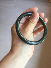 Load image into Gallery viewer, 60.5mm 100% Natural dark green/black meteorite Stellar Night sky slim round cut nephrite bangle HT117-0757