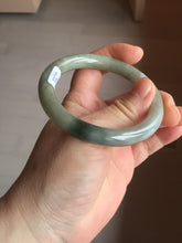 Load image into Gallery viewer, 54mm Certified Type A 100% Natural dark green gray round cut Jadeite bangle AU45-0896