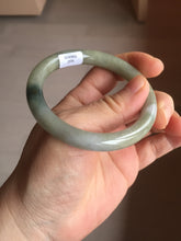 Load image into Gallery viewer, 54mm Certified Type A 100% Natural dark green gray round cut Jadeite bangle AU45-0896