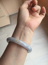 Load image into Gallery viewer, 55.8mm 100% Natural type A dark green purple carved and golden-painted chubby round cut Jadeite Jade bangle PA113-0385