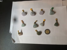Load image into Gallery viewer, 100% Natural type A dark green/purple/gray Jadeite Jade lotus pod hanger BF40