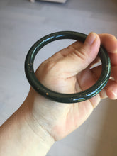 Load image into Gallery viewer, 60.5mm 100% Natural dark green/black meteorite Stellar Night sky slim round cut nephrite bangle HT117-0757