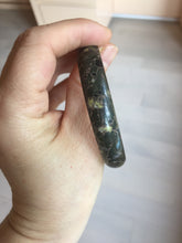 Load image into Gallery viewer, 59.5mm 100% natural black background with white/yellow/red flowers Plum blossom Jade(梅花玉) bangle SY98-7