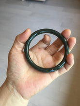 Load image into Gallery viewer, 60.5mm 100% Natural dark green/black meteorite Stellar Night sky slim round cut nephrite bangle HT117-0757