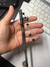 Load image into Gallery viewer, 18.5 cm 100% Natural gray black(灰冰) Bamboo-Style Xiu Jade (Serpentine) Hairpin with moon Hanging Ornament AW49