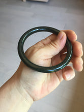 Load image into Gallery viewer, 60.5mm 100% Natural dark green/black meteorite Stellar Night sky slim round cut nephrite bangle HT117-0757