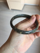 Load image into Gallery viewer, 59.5mm 100% natural black background with white/yellow/red flowers Plum blossom Jade(梅花玉) bangle SY98-7