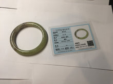 Load image into Gallery viewer, 55.5mm Certified Type A 100% Natural green yellow/sugar brown flying dandelions nephrite Jade bangle HN51-0488