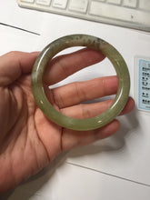 Load image into Gallery viewer, 55.5mm Certified Type A 100% Natural green yellow/sugar brown flying dandelions nephrite Jade bangle HN51-0488