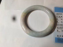 Load image into Gallery viewer, 57.9mm certified 100% natural type A light sunny green/purple/yellow chubby round cut jadeite jade bangle BF33-9221