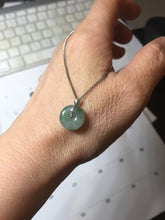 Load image into Gallery viewer, 11.5mm Type A 100% Natural icy watery oily dark green gray black(油青) Jadeite Jade Safety Guardian Button donuts Pendant group PC222 add on item